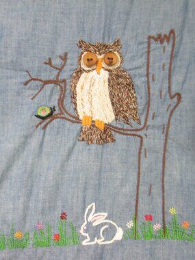 Vintage JCPenneys Denim Cotton Chambray Embroidered Button Up Size Large